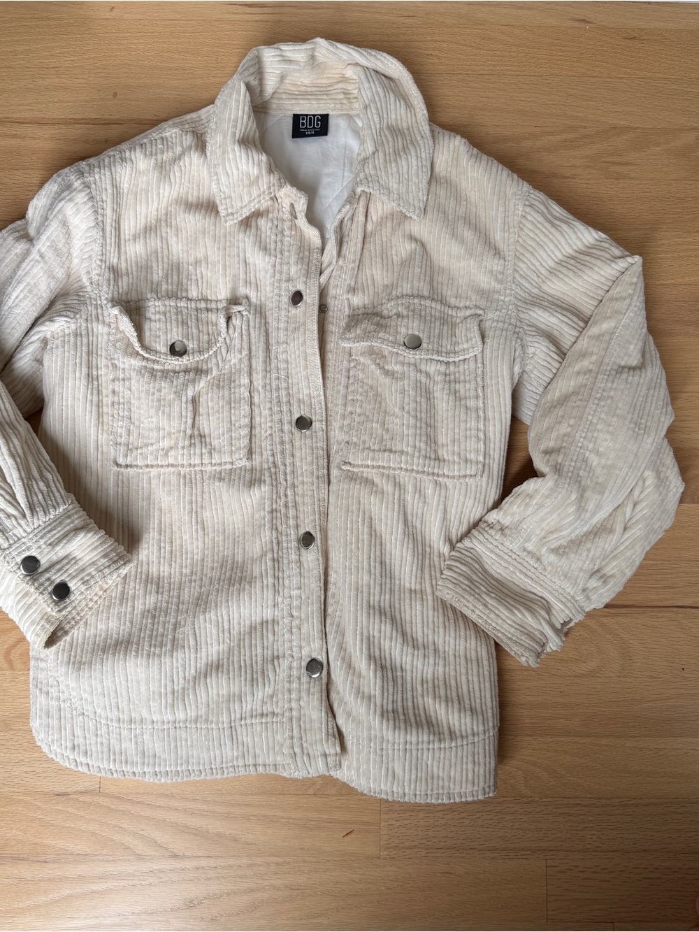 BDG Urban Outfitters Cream Quilted Corduroy Shacket / Shirt Jacket (XS/S)